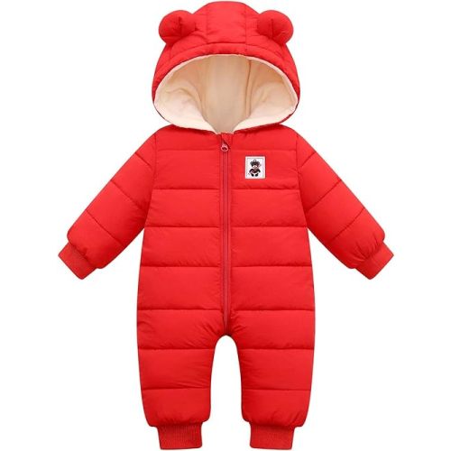Happy Cherry Baby Snowsuit Winter Coat Warm Hoodie Romper Puffer Jacket