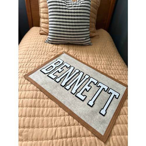 Large felt boy name banner, personalized kids room sign, boys name pennant