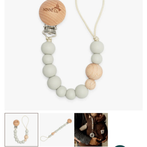 Ninni Co. Mist Gray Pacifier Clip