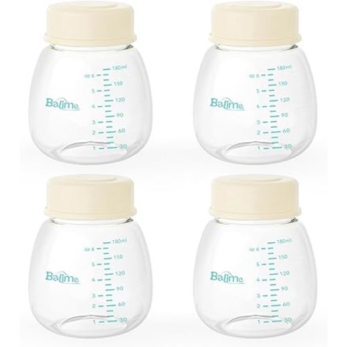 6oz Breast Milk Storage Bottles, Compatible with Spectra Breast Pumps, BPA-Free, Leak-Proof Design, Dual Use as Breastmilk Storage Containers for Fridge or Freezer(4-Pack)