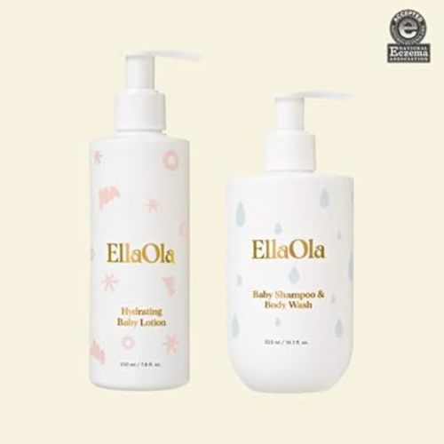Bath Essential Duo | Set Includes - Tear Free Shampoo & Body Wash + Hydrating Lotion | Organic Ingredients Made for Sensitive, Eczema Prone, & Irritated Skin for Babies, Infants, & Toddlers