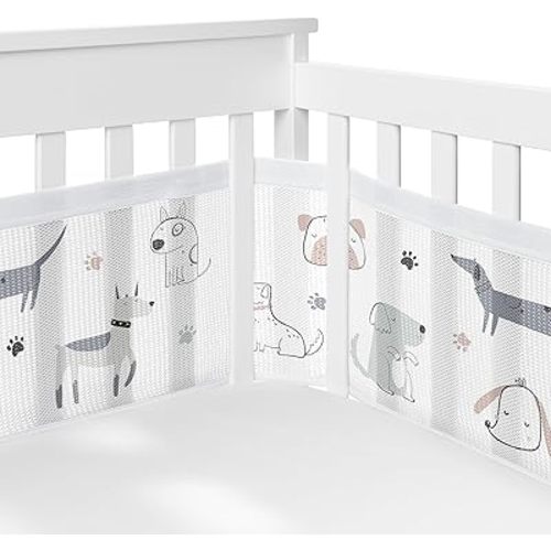 Sweet Jojo Designs + BreathableBaby 2-Piece Breathable Mesh Crib Liner Set (Dog) for Boys/Girls, Baby, Infants/Newborn Nursery (Modern Dogs, Puppy, Pet, Watercolor Puppies, Boho Hatch, Bulldog, Doggy)