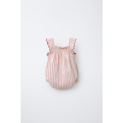 STRIPED PRINT BODYSUIT - White / Red | ZARA United States