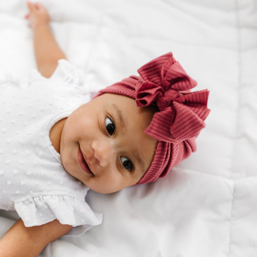 Bunny Knots Headwrap - Mauve, Newborn