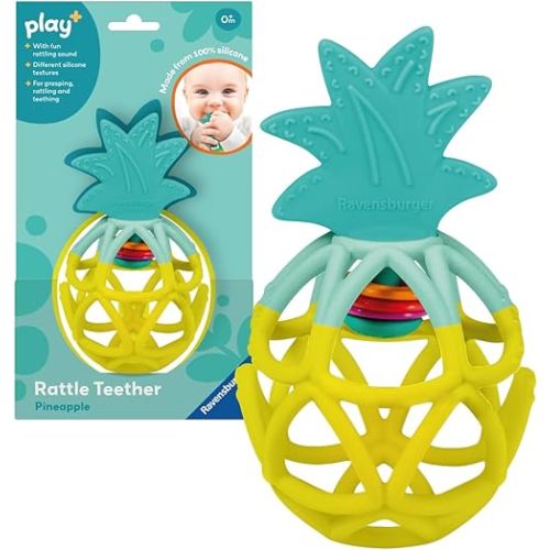 Ravensburger Play+ Rattle Teether - Pineapple - Gentle Teething Relief - Easy-to-Grasp Design - Engages Fine Motor Skills