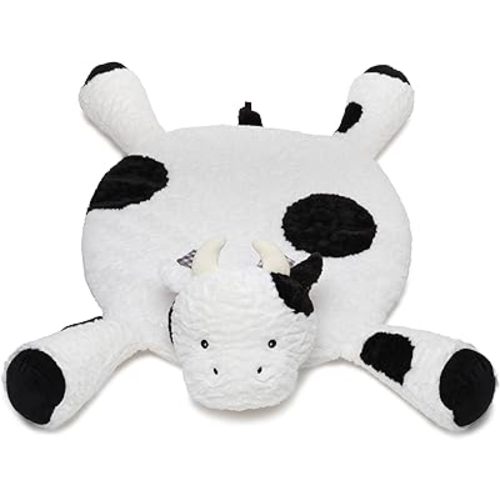 Bearington Lil' Gilly 30 Inch Cow Tummy Time Mat - Cow Baby Blanket - Cow Pillow for Baby