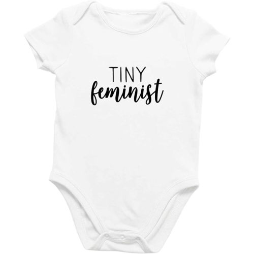 Printique Organic GOTS certified baby onesie unisex bodysuit 0-18 months - Feminism Tiny Feminist Mom - 0-3 Months