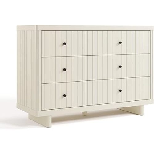 Storkcraft Kyoto 6 Drawer Dresser (Frosted Oat) - GREENGUARD Gold Certified, Nursery & Kids' Bedroom, Safety Interlocking Drawer System, & Easy Assembly with Pre-Installed Tracks
