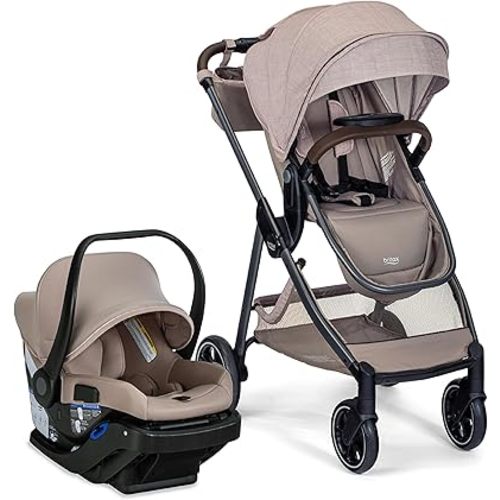Britax Phases Travel System with Arbor Infant Car Seat, StayTight Base, & Parent Organizer; Car Seat and Stroller Combo with DuoConnect; 6-in-1 Stroller Includes Pramette Mode Teak