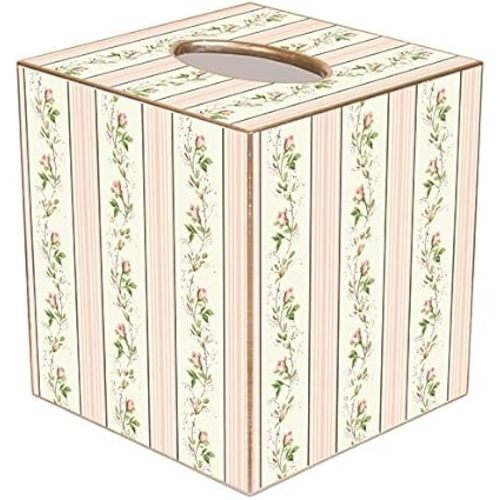 Marye-Kelley TB839 - Dainty Rose Stripe Tissue Box Cover