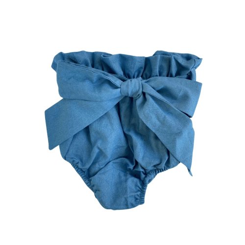 Brandi Bow Front High Waist Bloomer - Light Denim