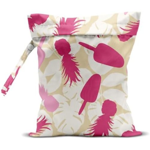Wet Bag, Wet Dry Bag, Wet Bag for Swimsuit, Travel, Beach, Pool, Diapers, Dirty Yoga Gym Clothes, Makeup Bag, Waterproof Tropical Palm Leaves Decor Jungle Palm Leaf Favors