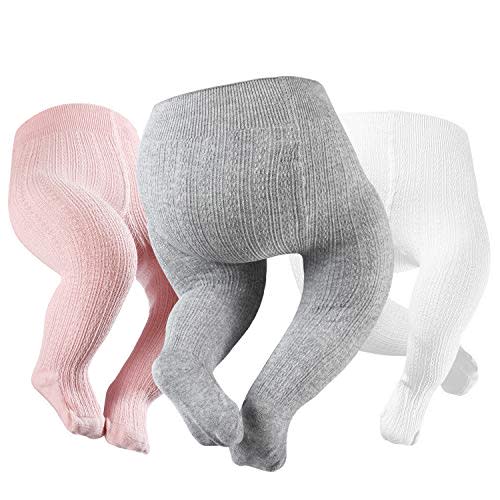 Petrass Baby Girls Cable Knitted Tights Infant Full-Footed Seamless Cotton Tights New-born Girls Seamless Leggings 3/4/5/6