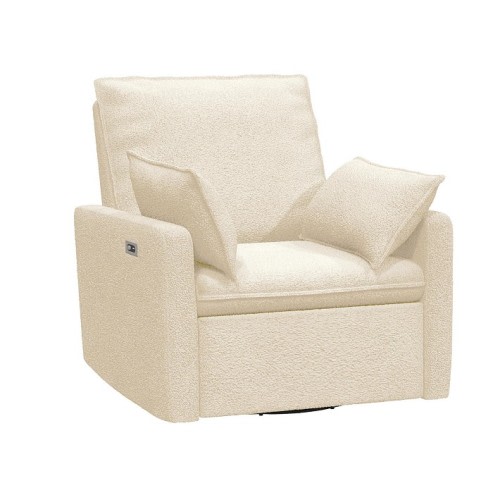Paxton Pillow Power Recliner Teddy Faux Fur Oat