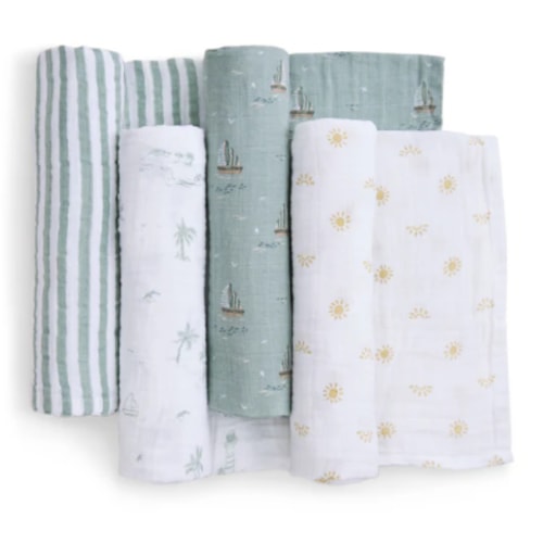 aden + anais Organic Cotton Muslin Swaddles in Sailing Seas 4 Pack
