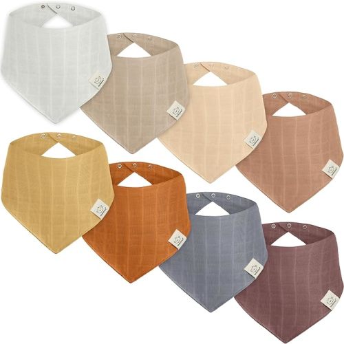 8-Pack Muslin Bibs, Baby Bibs for Boys, Girls - Bandana Bibs, Muslin Baby Bibs, Baby Girl Bibs, Baby Boy Bibs - Spice
