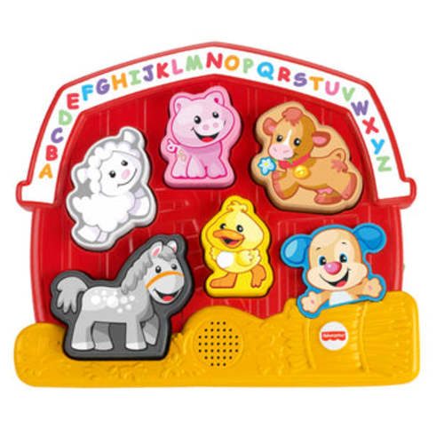 Fisher-Price Laugh & Learn Farm Animal Puzzle Shape Sorting Baby Toy With Music & Sounds