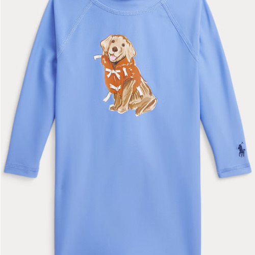 Dog-Print Rash Guard Shortall