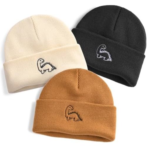 FURTALK Toddler Beanie Cute Dinosaur Pattern Winter Hat Knit Boys Girls Warm Baby Embroidered Beanies Cap for 0-3 Years
