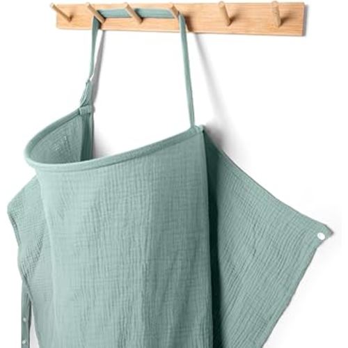 MEXXI Muslin Nursing Cover for Breastfeeding, Breathable Breastfeeding Cover for Women, Lightweight Nursing Blanket with Arch Neckline