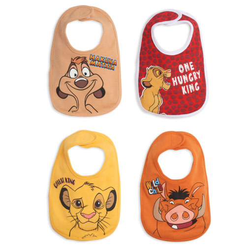 Disney Lion King Simba Timon Pumbaa Baby Boys 4 Pack Bibs One Size
