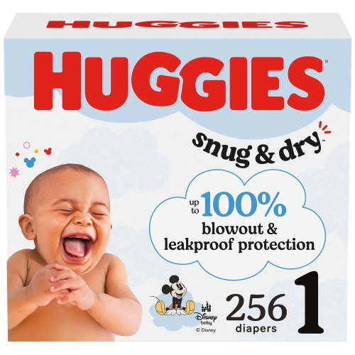 Huggies Snug & Dry Baby Diapers, ECONO Size 1-8 (8-35+lbs), 256-96 Ct, HUG DPR S6 256-96 Ct