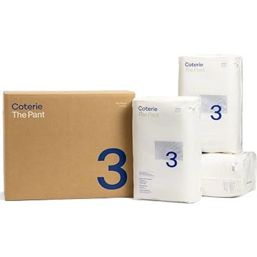 Coterie The Pant Pull On Diaper, Size 3 (14-24 lbs) 156 count, Absorbent Diaper for Active Babies, Hypoallergenic Designed for Sensitive Skin, Clean Ingredients, Resealable Waistband, Spandex Pleating