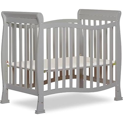 Dream On Me Violet 4-in-1 Convertible Mini Crib in Pebble Grey, Greenguard Gold Certified, JPMA Certified, 3 Position Mattress Height Settings, Non-Toxic Finish