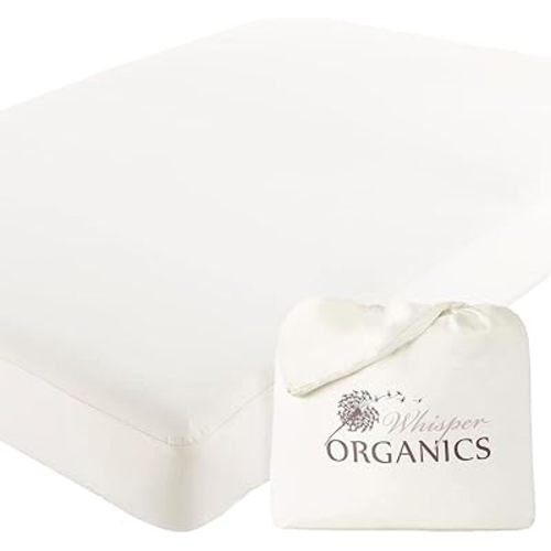 Organic Crib Mattress Protector - 100% Waterproof Crib Mattress Protector Pad with Soft Quiet & Breathable Triple Layer Protection - Fairtrade & GOTS Certified and Machine Washable (52"x28"x9”)