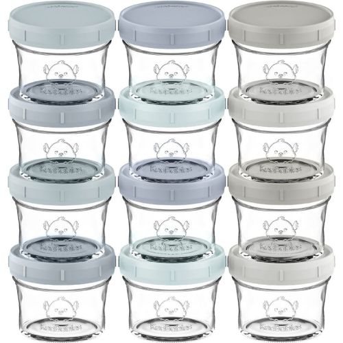 12pk Prep Baby Food Storage Containers, 4 Oz Leak-proof, Bpa Free Glass Baby Food Jars For Feeding (slate)
