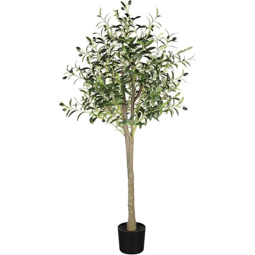 YOLEO Artificial Olive Tree 5FT Tall Faux Silk Plant for Home Office Indoor Decor Fake Olive Tree with Lifelike Olive Leaves