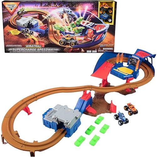 Monster Jam Supercharge Speedway Monster Truck Playset, 1:64 Scale