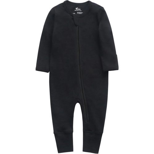 O2 BABY Organic Cotton Baby Footless Pajamas, Zip Front Baby Boys Girls Romper, Long Sleeve Sleep and Play