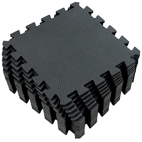 Yostrong® 18 Tiles Interlocking Puzzle Foam Baby Play Mat for Playing - EVA Babies Crawling Mat | Rubber Floor Work Out Mats for Home Gym. Black. YOC-Db18N
