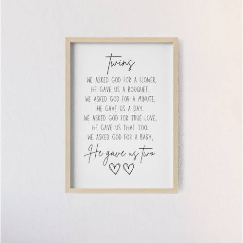 twins nursery printable sign | twin nursery decor | twin girls decor | twin boys decor | twins baby shower gift idea | gift for twins