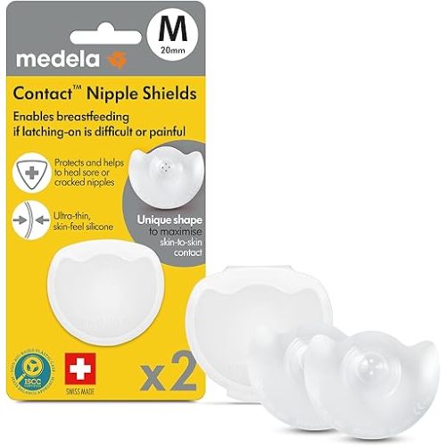 Medela Contact Nipple Shields, Medium 20mm | For Latching Difficulties during Breastfeeding, Flat or Inverted Nipples