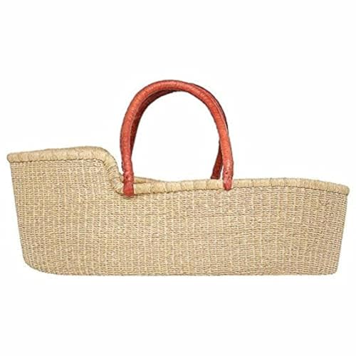 Large Organic Baby Moses Bassinet Handmade Toddler Bed with Brown Handles - Dye Free
