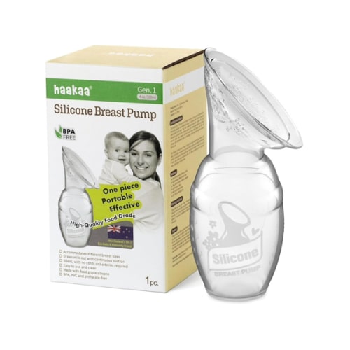 haakaa Manual Breast Pump for Breastfeeding, Silicone, Clear 4oz/100ml