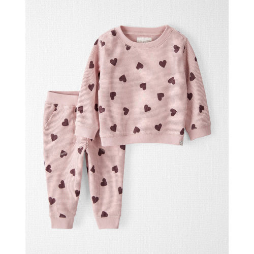 Baby Waffle Knit Set Made with Organic Cotton in Heart Print