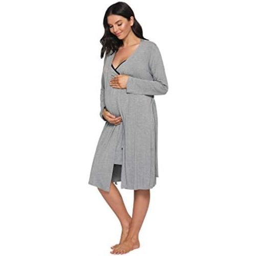 Latuza Women's Viscose Nursing Nightgown and Robe Set