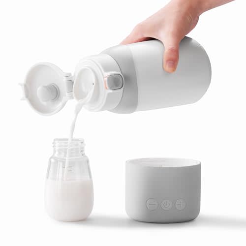 BOLOLO Portable Milk Warmer Pro for Travel, Detachable Design for Easily Clean, Portable Bottle Warmer with Fast Heating, 17.5 Ounces and Large Battery Life Meet Your Feeding Needs.