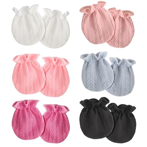 AQOKKA Newborn Baby Mittens No Scratch Cotton Elastic Wrist Gloves Infant Toddler Mittens for Baby Boy Girl 0-6 Months