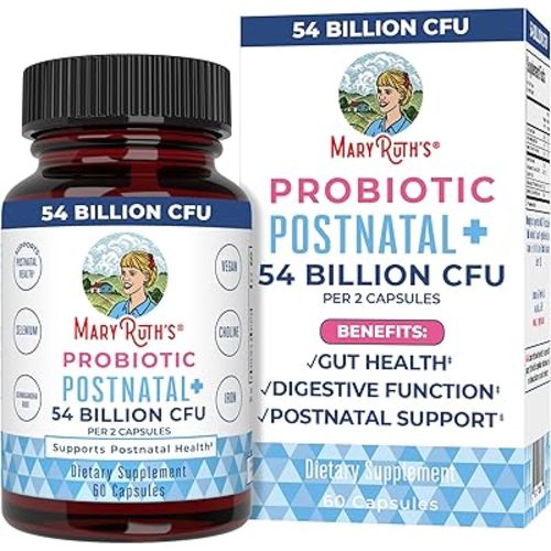 MaryRuth Organics Postnatal Probiotics for Breastfeeding Women | Nursing Probiotic Capsules with Vitamins | Minerals & Antioxidants | 54 Billion CFU | Non-GMO | Vegan | 30 Servings