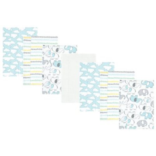 Hudson Baby Cotton Flannel Burp Cloths, Neutral New Elephant 7-Pack, One Size