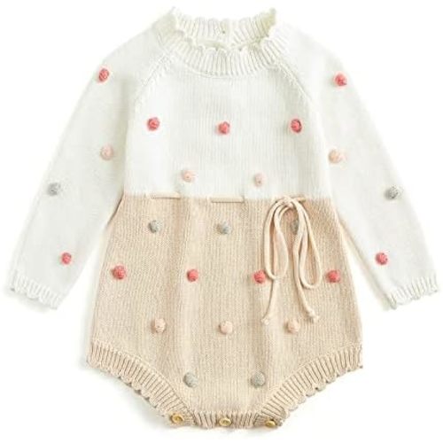 Simplee kids Baby Girl Kint Romper Fall Sleeveless Pompoms Rompers Newborn Little Girl Overall Jumpsuit Outfits