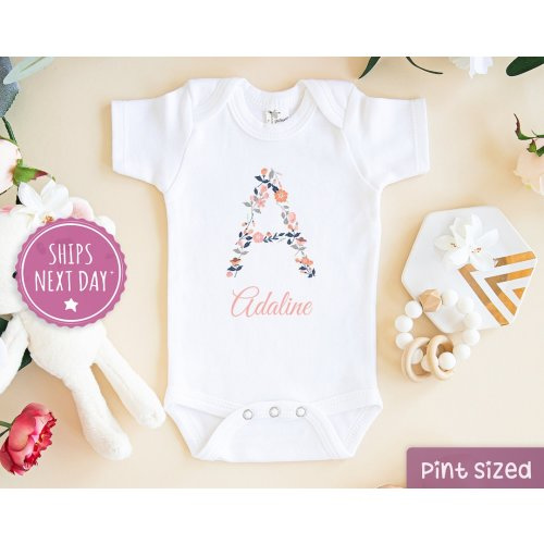 Personalized Baby Girl Onesie® - Custom Girl Onesie® - Flowers Onesie® - Baby Name Onesie® - Unique Girl Clothes