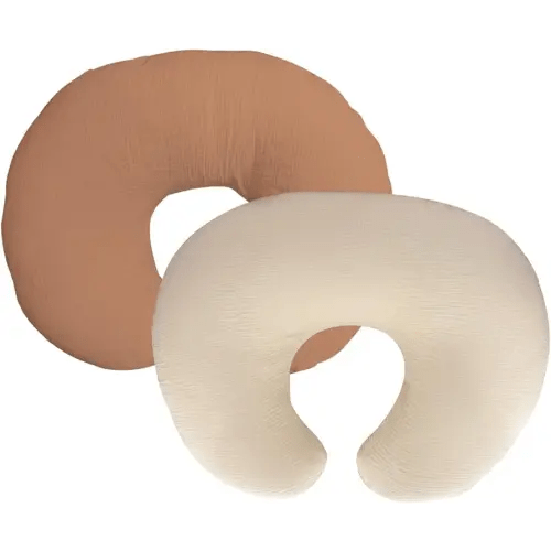 Nursing Pillow Cover,Muslin Cotton,Removable Cover for Breastfeeding Pillows, 2-Pack Pillow Covers,Ultra-Soft Baby Nursing Pillow, Fits Newborn Feeding Pillow 22.5IN*18IN (Rust & Cream-Coloured)