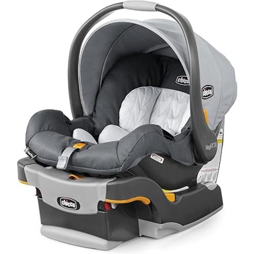Chicco KeyFit 30 ClearTex Infant Car Seat and Base, Rear-Facing Seat for Infants 4-30 lbs, Includes Head and Body Support, Compatible with Chicco Strollers, Baby Travel Gear | Slate/Grey