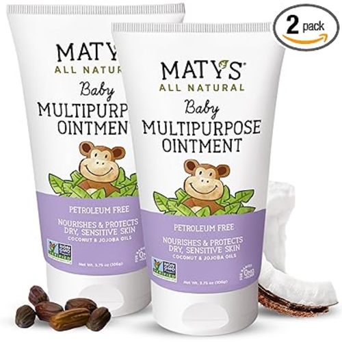 Matys Multipurpose Baby Ointment, All Over Gentle Skin Protection for Newborns & Up, Soothes Dry Irritated Skin, Diaper Area, Dry Scalp, Drool Irritation, Petroleum Free, 2 Pack, 3.75 oz each tube