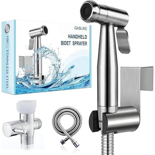 Handheld Bidet Sprayer for Toilet, Premium Stainless Steel Bathroom Bidet Sprayer Set with Anti-Leaking Hose & 2 Water Pressure, Ideal for Feminine Wash, Cloth Diaper Cleaning, Baby Wash & Pets Shower
